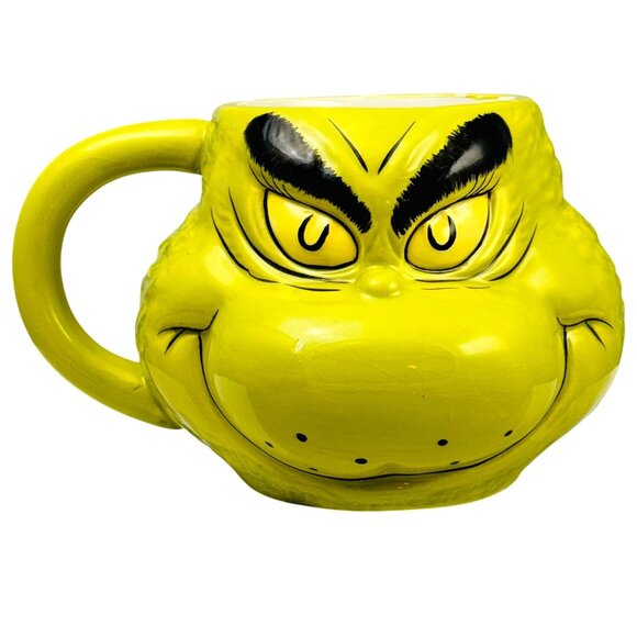Dr. Seuss Enterprises Grinch Ceramic Coffee Mug Yellow 2020 16 Oz - Picture 1 of 9